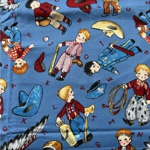 Michael Miller Fabric BOBBY PRETENDS #C2079-BLUE 1 yard +31"x 44"w Quilt Cotton